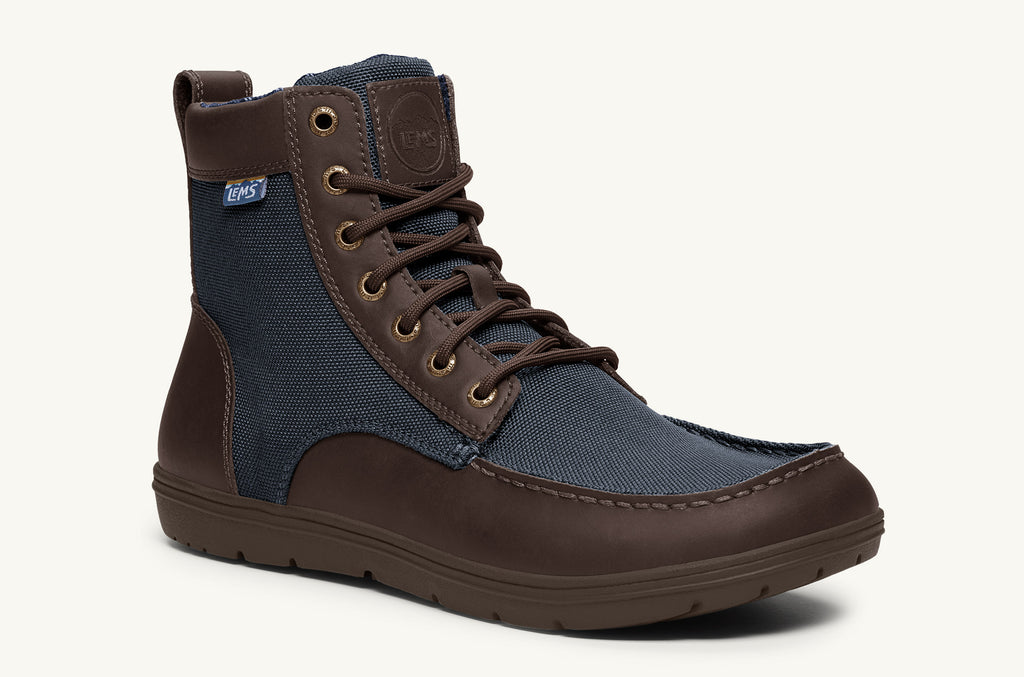 Navy Brown Men's Lems Nylon Boots Boulder | NFT9996EN