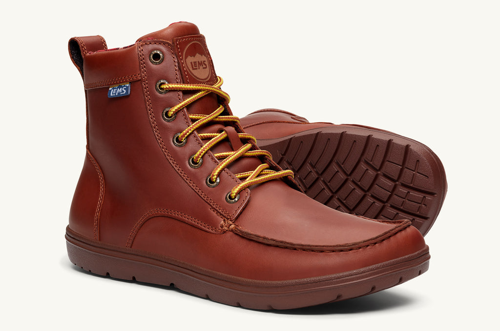 Dark Red Men's Lems Leather Boots Boulder | SXK5626QM